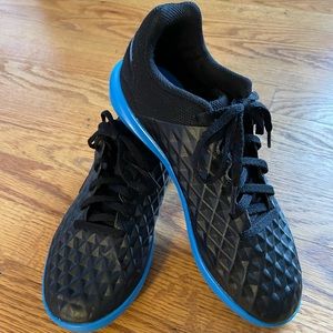 Nike indoor soccer shoes, Black & Blue, Sz US 5y, EU 37.5